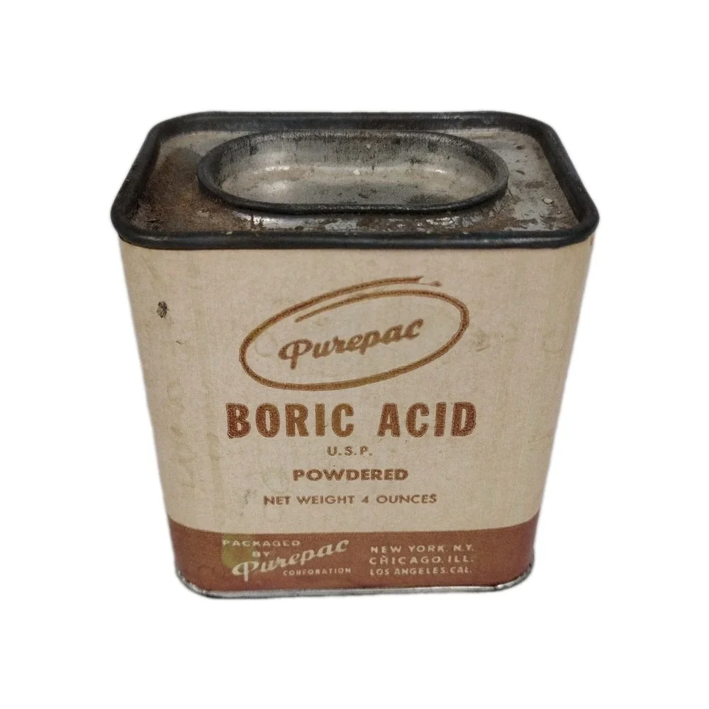 Vintage Purepac Boric Acid Tin Bathroom Vanity Decor 1950s Mid Century Metal